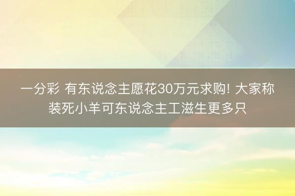 一分彩 有东说念主愿花30万元求购! 大家称装死小羊可东说念主工滋生更多只